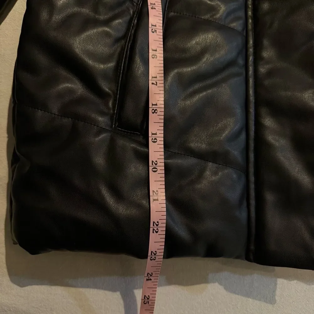 Liv & Lottie Girls Faux Leather Puffer Jacket Size 12 NWT Winter Trendy Urban